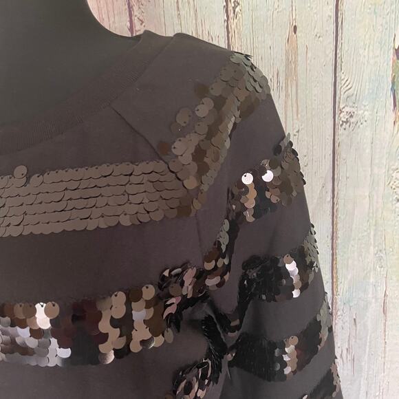 Victoria's Secret PINK Sweatshirt Womens Small Black Sequin Stripe Loungewear - Picture 3 of 7